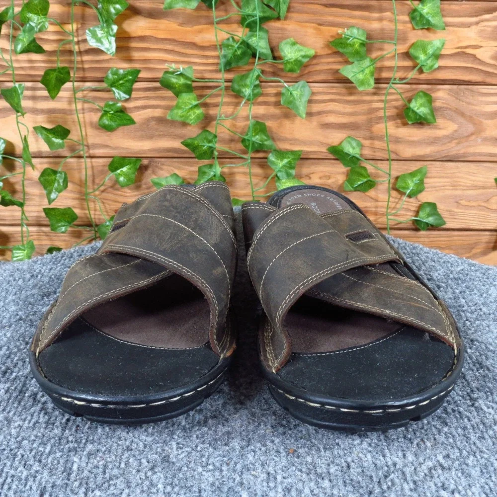 Rockport Darwyn X-Band Mens Slide Sandals Size‎ 12 Casual Comfort Brown Leather